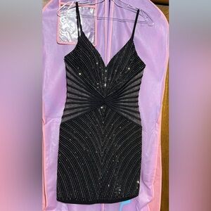 Ellie Wilde Black Beaded Prom Dress